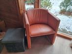 Cognac oranje Leolux Saga fauteuil, Ophalen, Gebruikt, 50 tot 75 cm, Leer