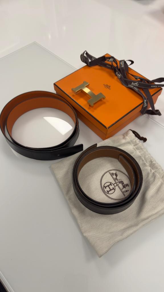 Hermès Constance belt buckle & reversible leather strap 38mm, Kleding | Heren, Riemen en Ceinturen, 95 tot 105 cm, Overige kleuren