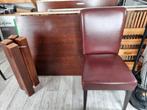 Tafel met 4 stoelen mahonie hout. 1 stoel is het stof stuk, Huis en Inrichting, Stoelen, Mahonie, Vier, Gebruikt, Bruin