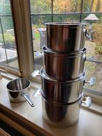 Gero Zilmeta pannen jaren 50 Dick Simonis inliggende deksel, Ophalen of Verzenden, Zo goed als nieuw, Rvs, Pannenset