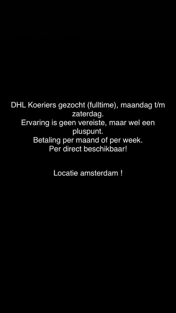 Gezocht dhl koeriers, Vacatures, Vacatures | Chauffeurs, Overige niveaus, Starter, Overige vormen, 33 - 40 uur