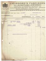 Rekening N.V. DE HOUTTUINEN A'DAM 1927 + Briefkaart 1927, Verzenden, Gebruikt, Overige typen