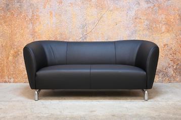 NIEUW beklede zwarte leren Leolux Pupilla design bank beschikbaar voor biedingen