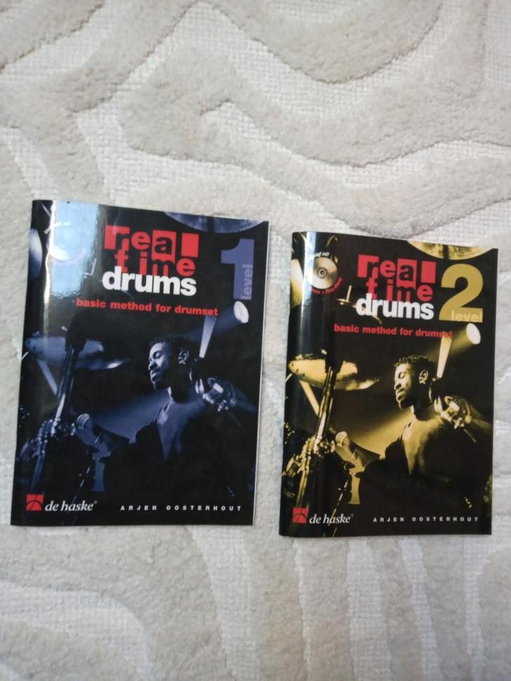 Drumles boeken - Real Time Drums Level 1 & 2, Muziek en Instrumenten, Bladmuziek, Zo goed als nieuw, Les of Cursus, Klassiek, Ophalen of Verzenden
