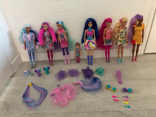 Als nieuw! Veel Barbie poppen met verwisselbare haarstukjes!, Kinderen en Baby's, Speelgoed | Poppen, Zo goed als nieuw, Barbie