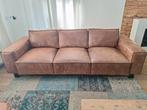 Bank leer 3-zits met hocker, Ophalen, Gebruikt, Driepersoons, 200 tot 250 cm