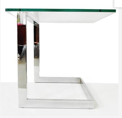 Gebra Glazen Bijzettafel Chroom - Vintage Design, Huis en Inrichting, Tafels | Bijzettafels, Gebruikt, Rechthoekig, 45 tot 60 cm