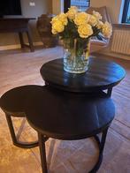 Zwart mango houten salontafels, Ophalen, 50 tot 100 cm, Rond, 50 tot 100 cm