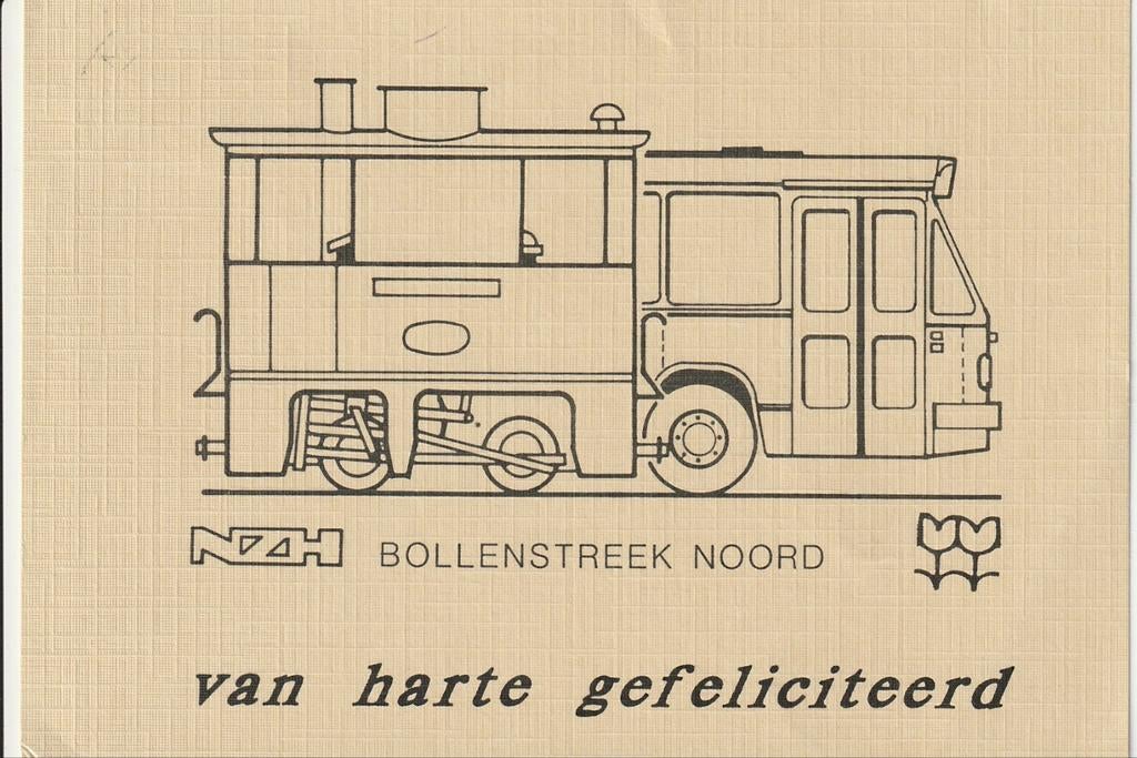 BOLLENSTREEK NOORD NZH STOOMTRAM AUTOBUS  GEFELICITATIEKAART, Ophalen of Verzenden, 1980 tot heden, Gelopen, Zuid-Holland