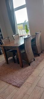 4 Riet Stoelen met Houten Frame, Huis en Inrichting, Stoelen, Ophalen, Riet of Rotan, Gebruikt, Bruin