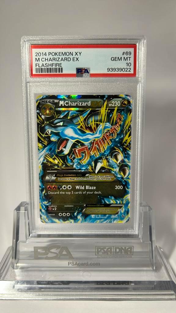 2014 XY Flashfire - M Charizard EX 69/106 - PSA 10 GEM MT, Hobby en Vrije tijd, Verzamelkaartspellen | Pokémon, Zo goed als nieuw