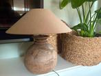 Prachtige Hoffz schemerlampen hout met taupe kap, 2 stuks, Ophalen, 50 tot 75 cm, Hout, Landelijk