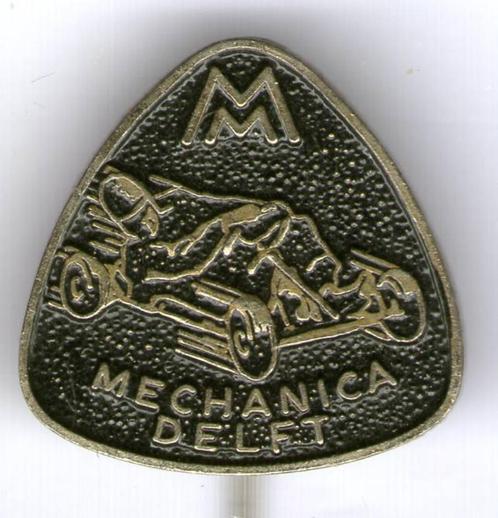 Mechanica Delft zilverkleurig speldje ( P_236 ), Verzamelen, Speldjes, Pins en Buttons, Zo goed als nieuw, Speldje of Pin, Transport