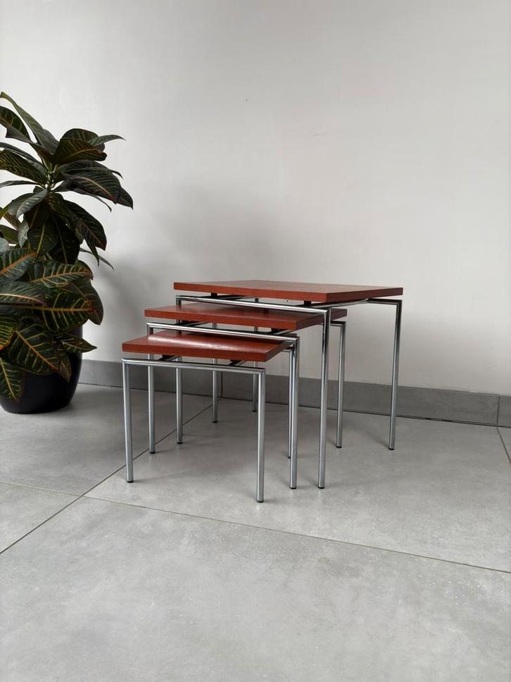Vintage Bijzettafeltjes Mimiset Pastoe Stijl, Huis en Inrichting, Tafels | Sidetables, Zo goed als nieuw, 25 tot 50 cm, Minder dan 50 cm