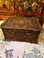 Antieke vintage opengewerkt hout schatkist sieradendoos kist, Minder dan 50 cm, Gebruikt, Minder dan 50 cm, Ophalen of Verzenden