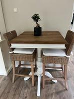 Riviera Maison bartafel met 2 rustic rattan krukken, Ophalen, Zo goed als nieuw