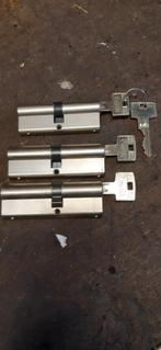 3 cilindersloten gelijk sluitend met 4 sleutels, Ophalen of Verzenden, Zo goed als nieuw, Rvs, Slot