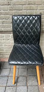Zwart lederlook stoelen, 4 stuks, Ophalen, Gebruikt, Zwart, Vier