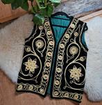 Vintage Afghaanse gilet jas waistcoat romy Boomsma hippie, Maat 38/40 (M), Zwart, Ophalen of Verzenden, Zo goed als nieuw