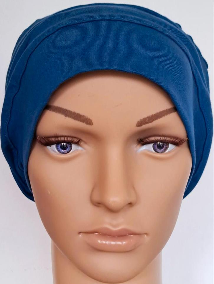 Chemo/ haarverlies tricot muts no 53. Kobalt., Kleding | Dames, Mutsen, Sjaals en Handschoenen, Nieuw, Muts, Maat 42/44 (L), Ophalen of Verzenden