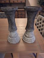 Set van 2 grijze kandelaars PTMD, Gebruikt, Ophalen of Verzenden, Metaal, Grijs