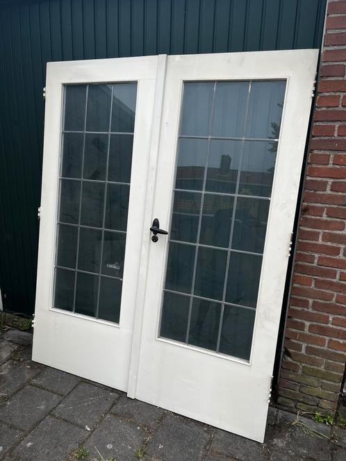 Set glas in lood deuren 161,5x201cm met bakeliet beslag, Doe-het-zelf en Verbouw, Glas en Ramen, Gebruikt, 160 cm of meer, 160 cm of meer