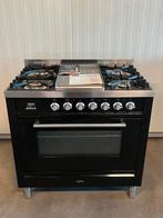 Luxe Boretti hoogglans fornuis met frytop 90 cm, 60 cm of meer, Ophalen of Verzenden, Zo goed als nieuw, Gas