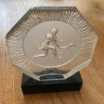 Beeld Nybro Sweden glazen blok glas tennis tennisster, Ophalen of Verzenden