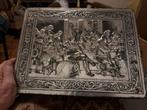 Vintage Blikken Trommel met Middeleeuws Tafereel, Ophalen
