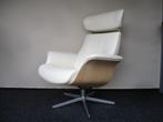SHOWMODEL Conform Time Out design relax fauteuil creme leder, Hout, Zo goed als nieuw, Ophalen