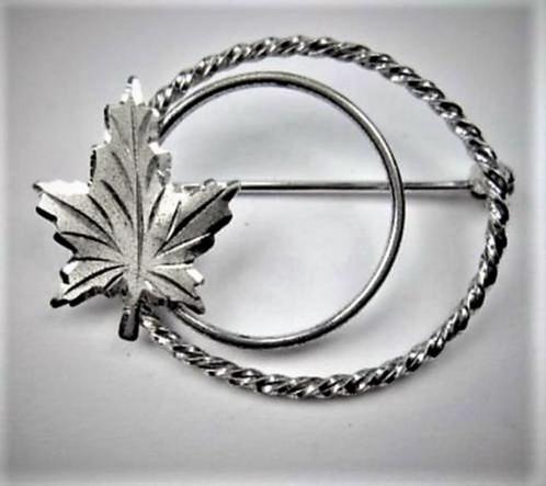 Esdoorn, maple leaf, Canadese broche 925 zilver (7924-5185), Sieraden, Tassen en Uiterlijk, Broches, Zo goed als nieuw, Zilver