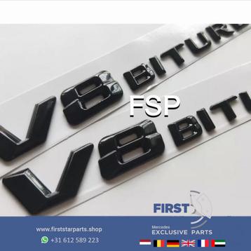 V8 BI TURBO LOGO SET ZWART E63 BITURBO EMBLEEM Mercedes E Kl beschikbaar voor biedingen