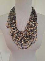 Vintage gekleurde glaskraaltjes schelpjes drape ketting, Ophalen of Verzenden, Gebruikt, Overige materialen, Met hanger