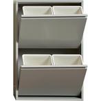 Prullenbak 4 vakken-Metaal- Grijs-Afvalemmer 60 Liter, Huis en Inrichting, Woonaccessoires | Prullenbakken, Ophalen, Nieuw, 40 liter of meer