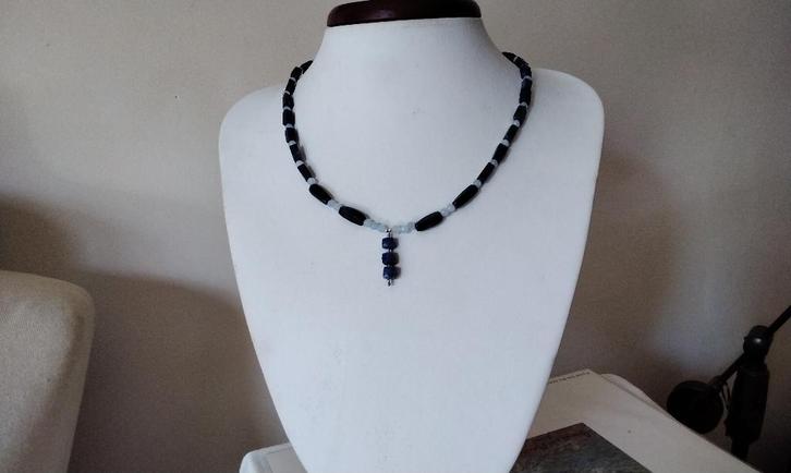 ketting Lapis Lazuli & Aquamarijnen Kostbare hanger, Sieraden, Tassen en Uiterlijk, Kettingen, Nieuw, Steen of Mineraal, Blauw