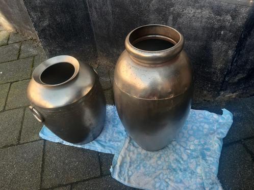 Sierkruiken, Vazen, Sier-ton, heel mooi, R.V.S kleurig. Heel, Huis en Inrichting, Woonaccessoires | Vazen, Gebruikt, Overige kleuren