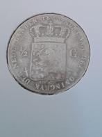 Zilveren halve gulden 1863, Postzegels en Munten, Munten | Nederland, Ophalen of Verzenden, Koning Willem III, ½ gulden, Zilver