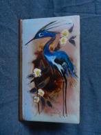 Emaille luciferdooshouder met vogel Holland ca 1960 h., Ophalen of Verzenden