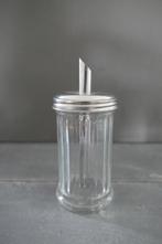 Vintage suikerstrooier glas RVS hoogte 18 cm., Huis en Inrichting, Verzenden, Zo goed als nieuw