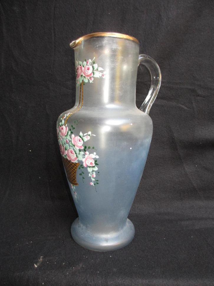 19e eeuws mond geblazen waterkan beschilderd met pontil merk, Antiek en Kunst, Antiek | Glas en Kristal, Ophalen of Verzenden