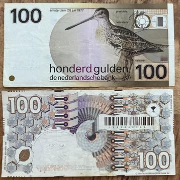 100 gulden 1977 Snip + 100 gulden 1992 Steenuil (2) beschikbaar voor biedingen