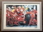 Ferrari F1 pitstop kunstprint Lubach gesigneerd 264/500, Ophalen of Verzenden