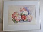 Aquarel schilderij bloemen hortensia brocante vintage, Ophalen