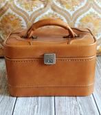 Vintage make-up koffer, beautycase, jaren '70, cognackleurig, Ophalen of Verzenden, Gebruikt