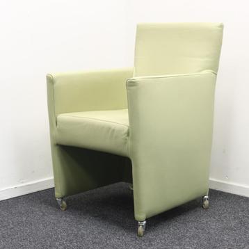 Bert Plantagie -  Fauteuil - Groen leer - Verrijdbaar beschikbaar voor biedingen