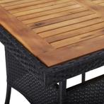 Tuintafel poly rattan en massief acaciahout zwart, Tuin en Terras, Nieuw, Ophalen of Verzenden