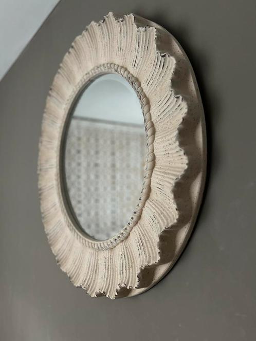Grote (80 cm) ronde spiegel oldlook antiekwash look, Antiek en Kunst, Curiosa en Brocante, Ophalen