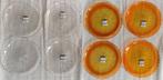 NIEUW 2x 4 Luminarc borden - transparant en oranje, Nieuw, Glas, Bord(en), Overige stijlen