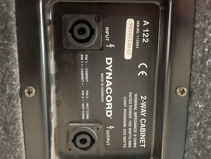 Dynacord A122 Luidsprekers - Set van 2, Audio, Tv en Foto, Luidsprekers, Gebruikt, Front, Rear of Stereo speakers, 60 tot 120 watt