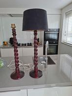 Tafellamp 2x hout, Ophalen, Zo goed als nieuw, Rond, 50 cm of meer
